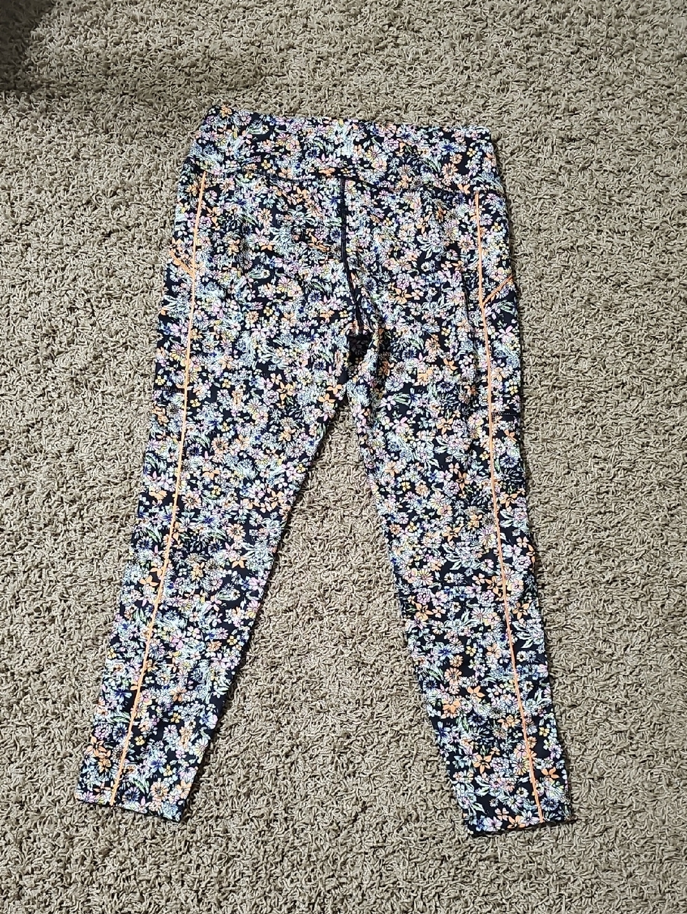NWOT Free People Movement Leggings Eden Floral Large Drawstring Neon Pockets - Picture 9 of 12